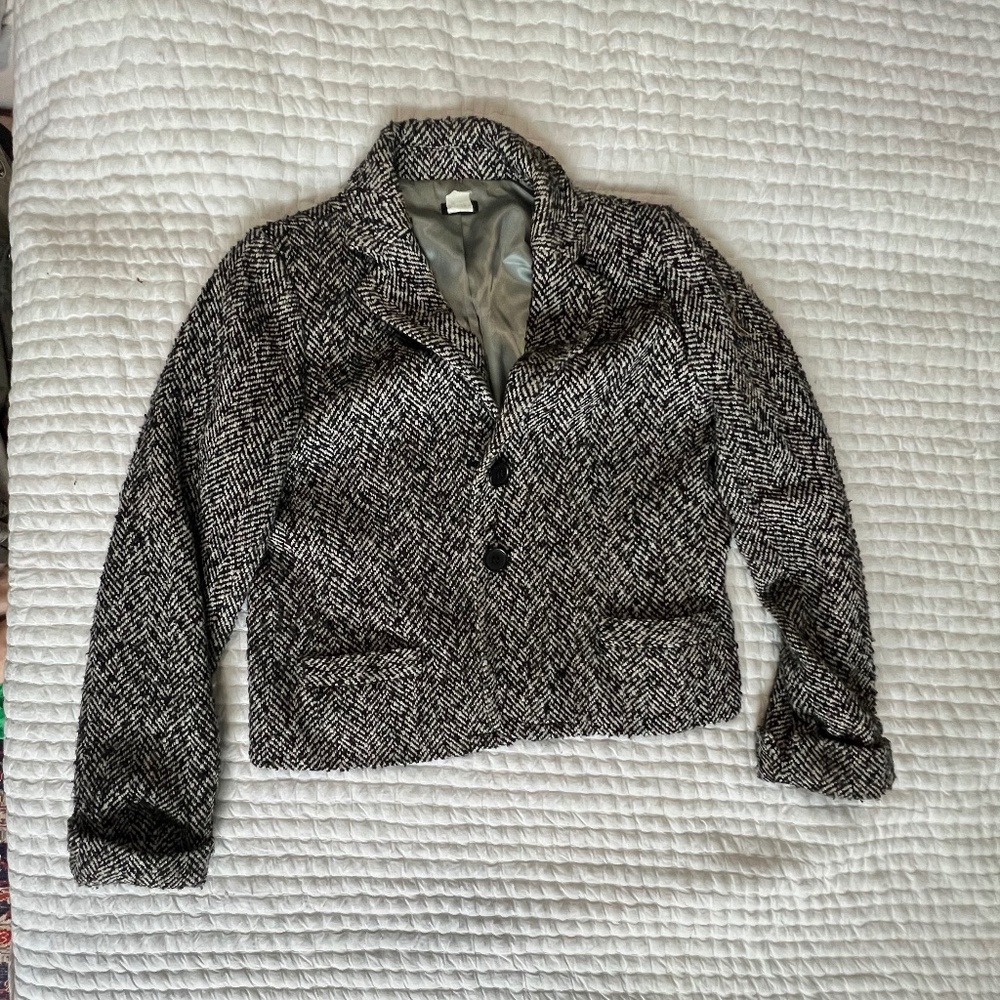 J. Crew Blazer / Jacket  Size 14 Black/Gray Herringbone